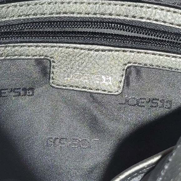 Joe’s Jeans Bucket Bag Metal Ring Crossbody Handbag Metallic Gray Detach Strap - Picture 8 of 11